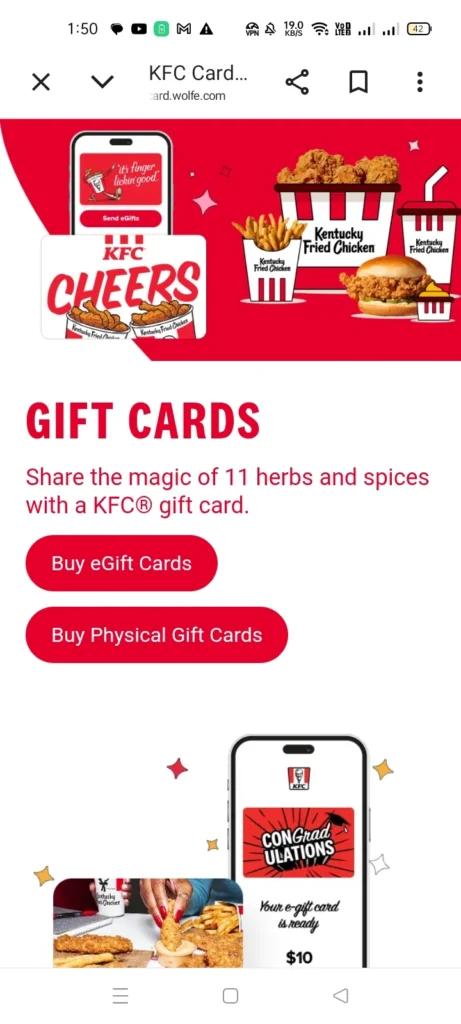 KFC Gift Cards
