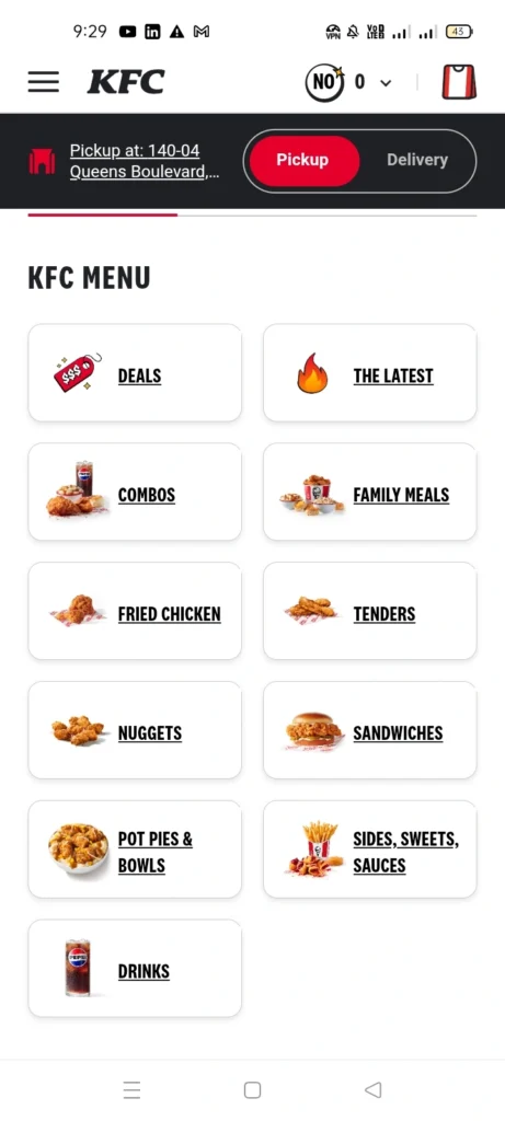KFC Menu