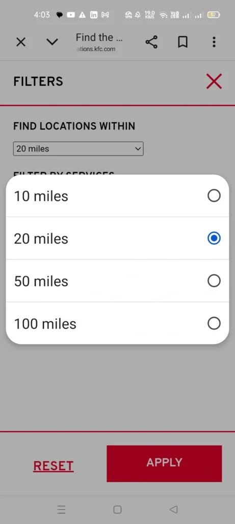 KFC Nearest Location